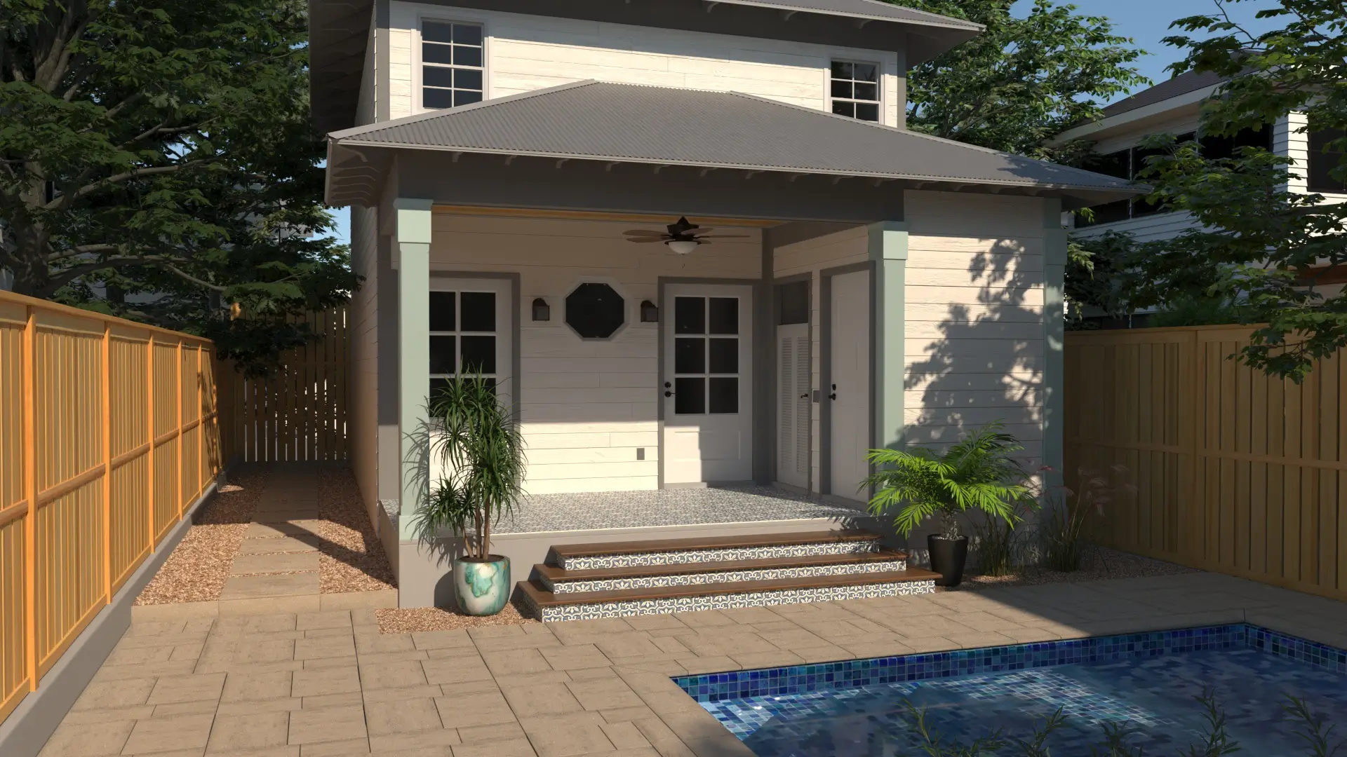 3d exterior rendering services for House front view