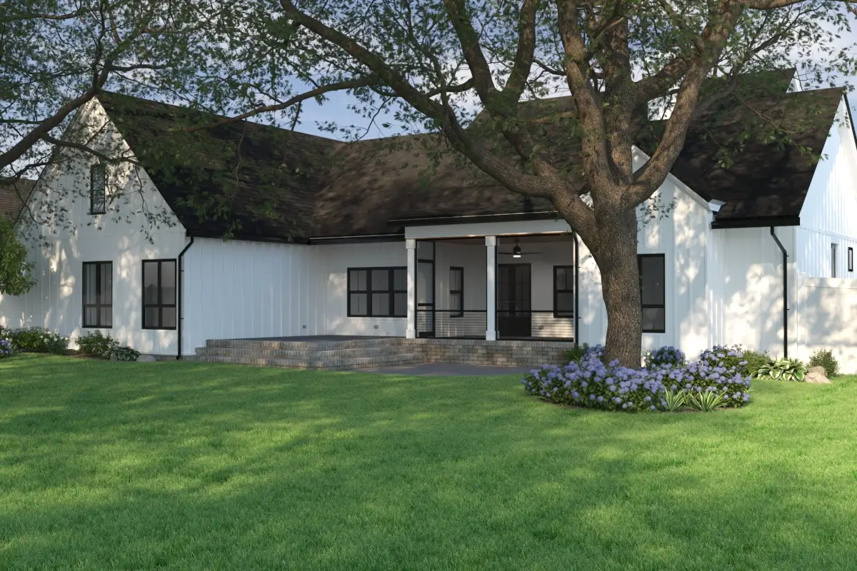 3d exterior rendering services for residential house courtyard