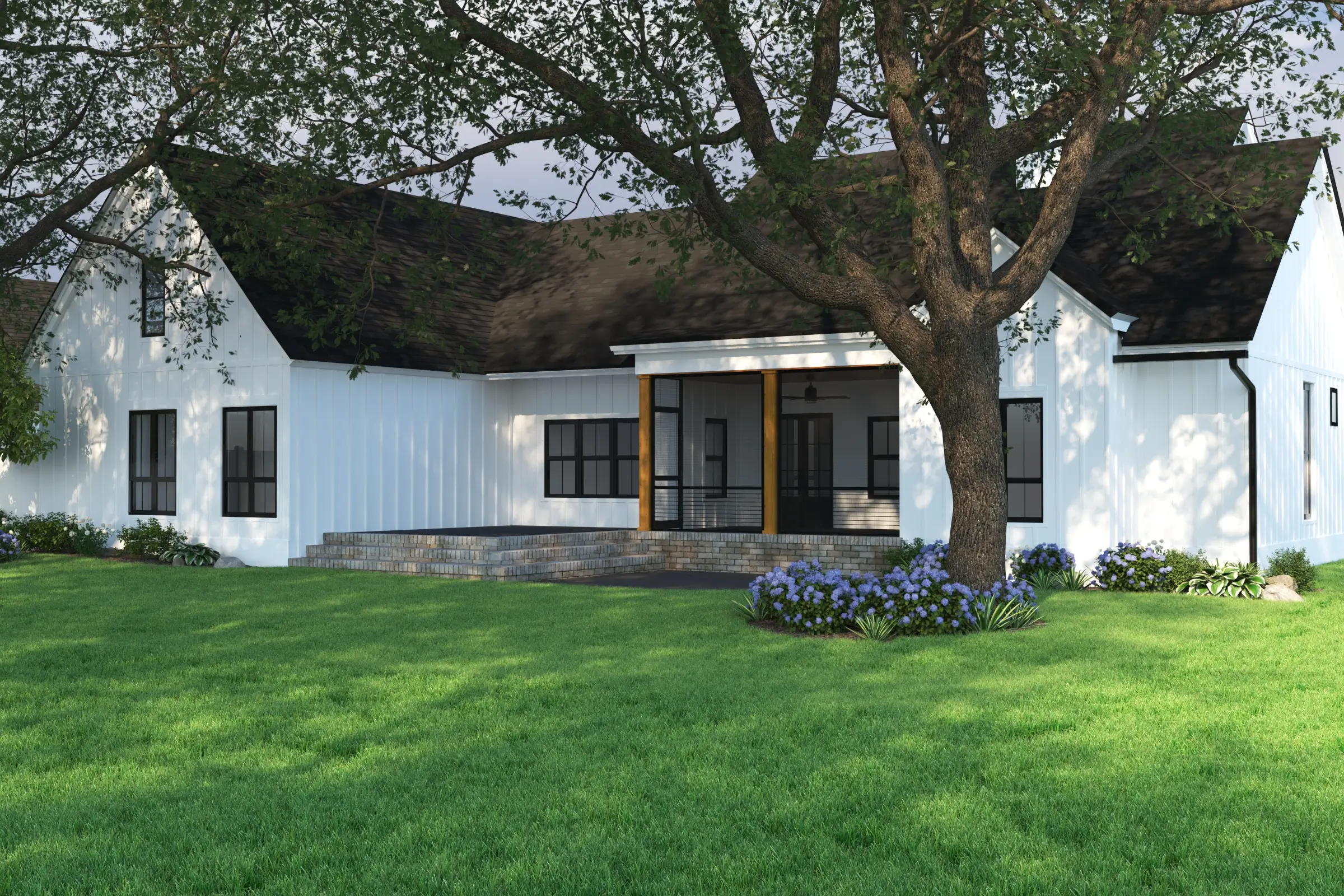 3d exterior Visualisation of residential house courtyard