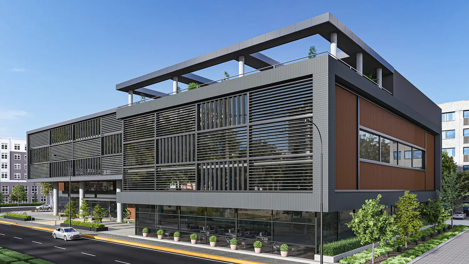 3d exterior Visualization of commercial building