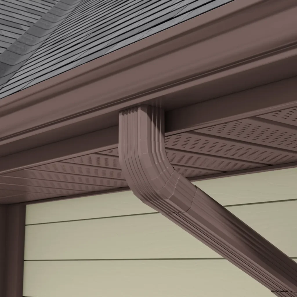 A 3D rendering of fence corner assembly 1, highlighting key visual details.