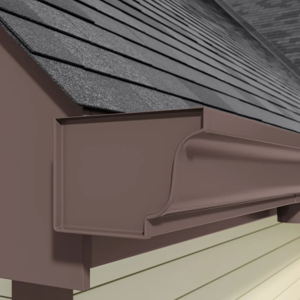 A 3D rendering of gutter installation, highlighting gutter detail.