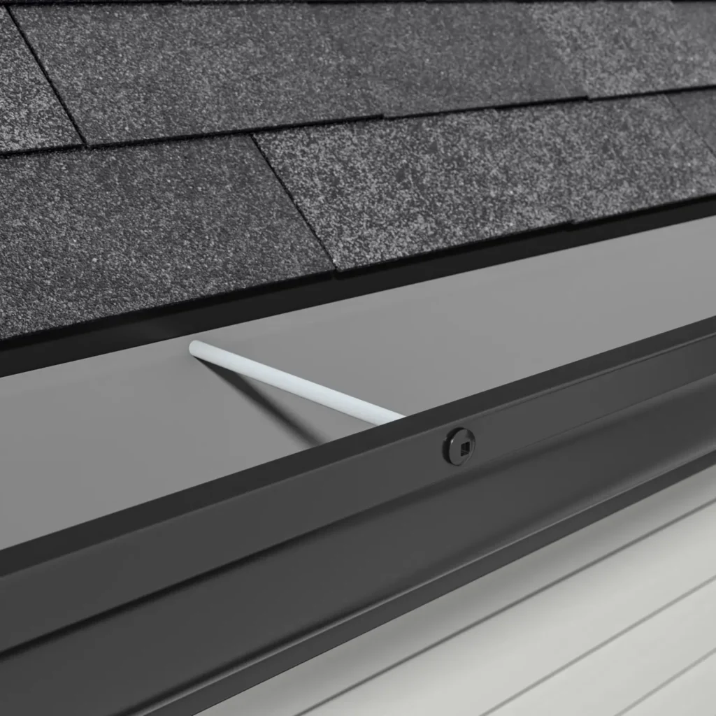 A 3D rendering of gutter system on roof 2, highlighting key visual details.