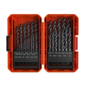 A drill bit set in a case rendered in 3D by professional 3d product rendering services.