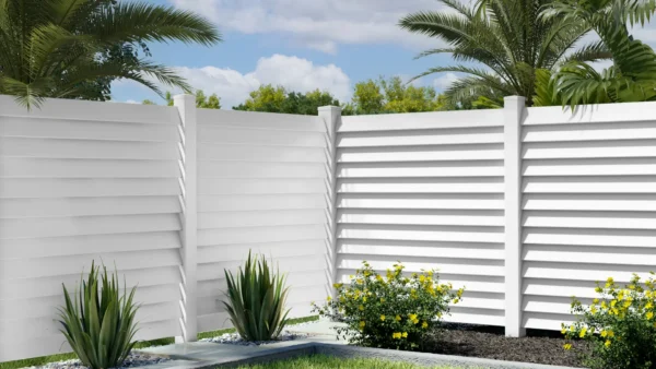 Vinyl fence visualized through CGI product rendering for construction.