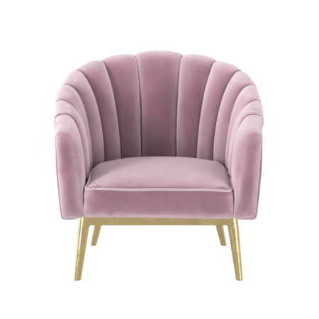 Pink velvet chair in artistic 3D rendering for home decor.