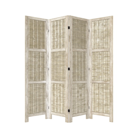 Wicker room divider in artistic 3D rendering for interiors.