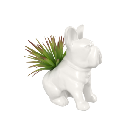 Dog planter showcased in creative 3D rendering.