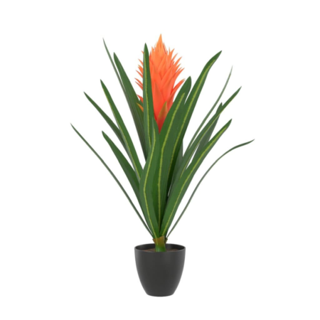 Orange artificial plant displayed in creative 3D rendering.