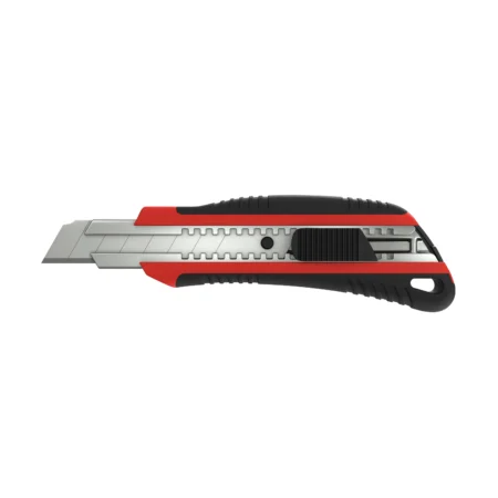 A hardware tools 3D rendering of precision blade cutter with red highlights used in the hardware industry.