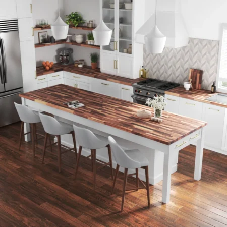 Artistic herringbone wood rendering for countertops