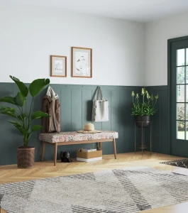 interior rendering home entryway with bench