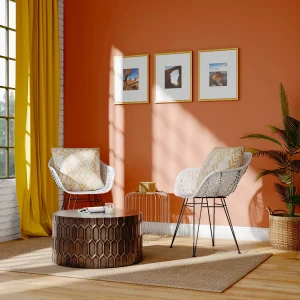 Interior rendering living room with two chairs and a coffee table