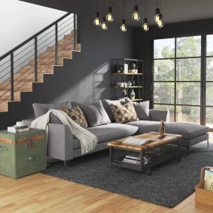 interior rendering living room with a gray sectional sofa