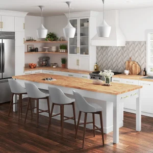 kitchen 3d rendering modern design with white cabinetry