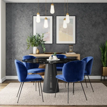 Modern dining set render with clean lines and contemporary home furnishing design.