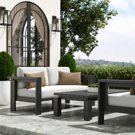 Outdoor patio set render for showcasing exterior design possibilities.