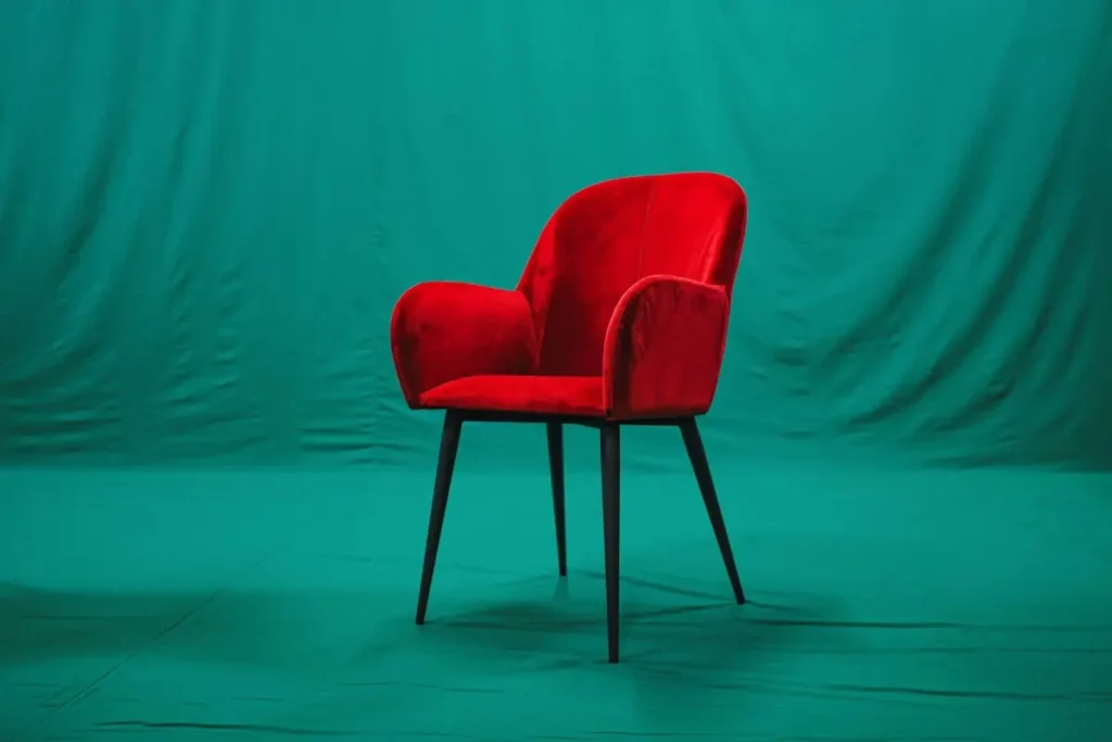 360-degree product photography of a red chair for the furniture industry.