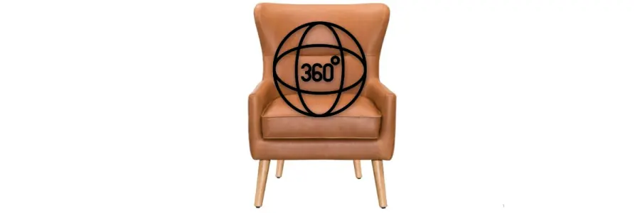 A 360 product photography example showing the front view of a leather chair.