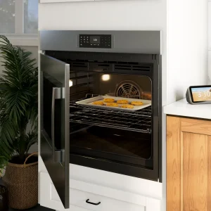 3D product rendering of an oven with cookies baking inside for home appliances industry.