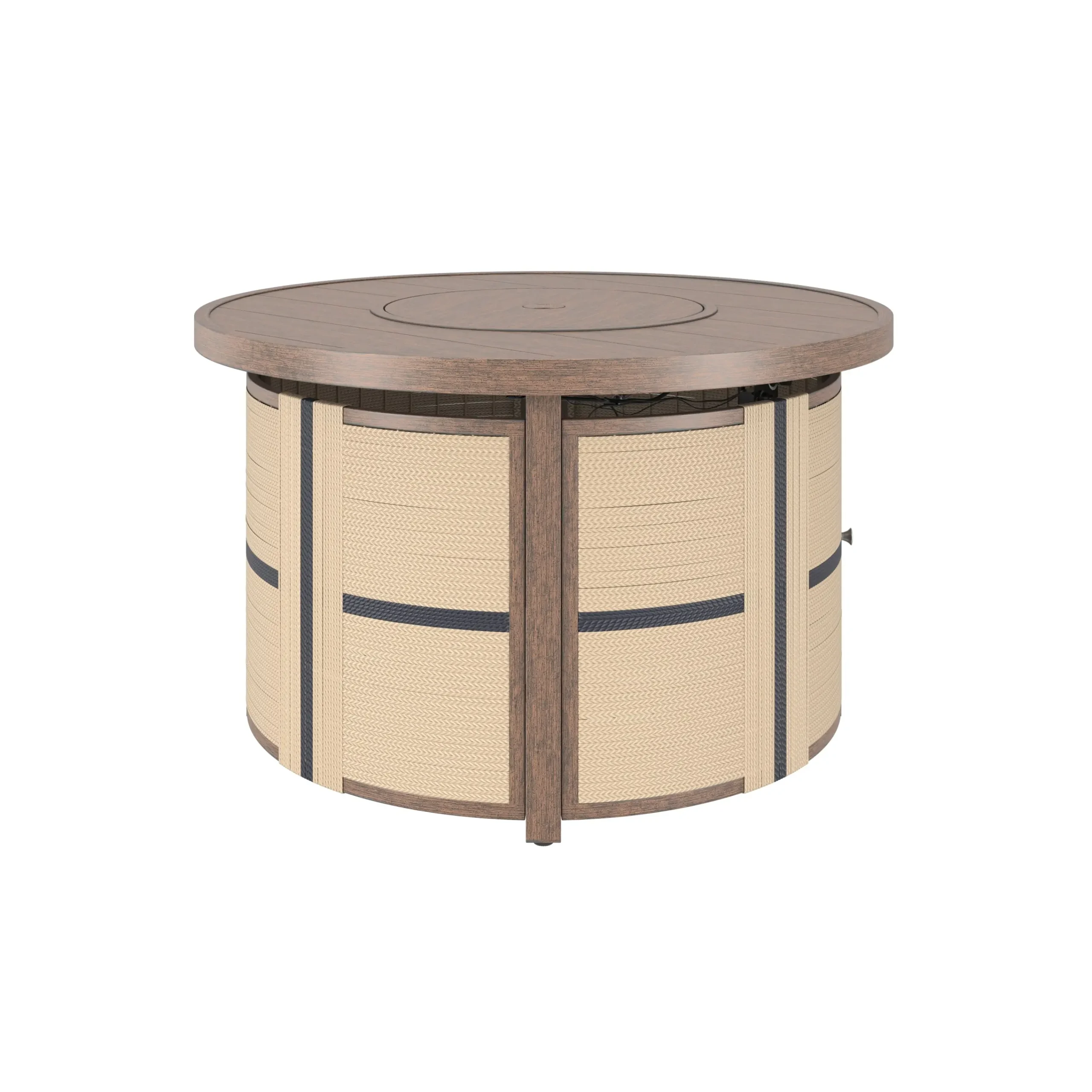 Round firepit table 3D product rendering for cozy settings.