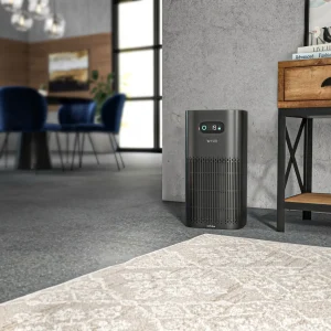 An air purifier shown with 3d product rendering services for consumer electronics products.
