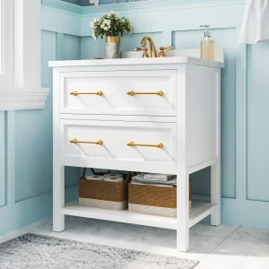 White cabinet bathroom 3D rendering