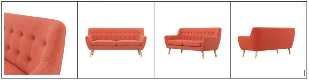 A modern orange sofa designed with detailed 3D texturing, highlighting its tufted surface.