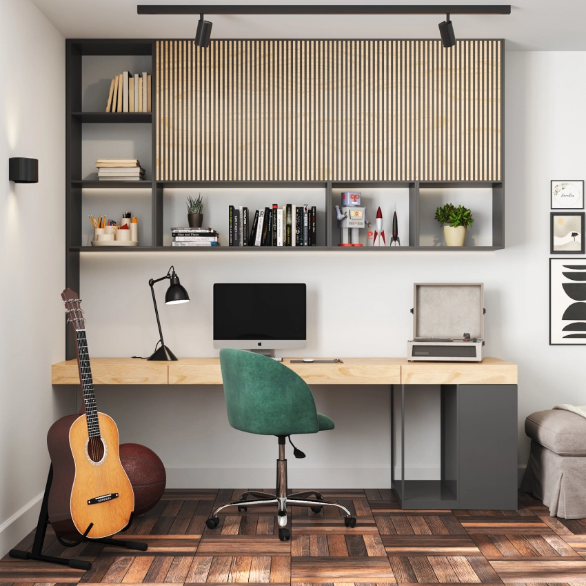 A well-organized and functional home office setup, designed for a productive lifestyle