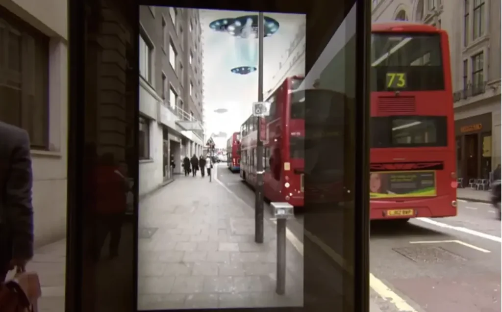 Street view display generated through augmented reality product visualization.