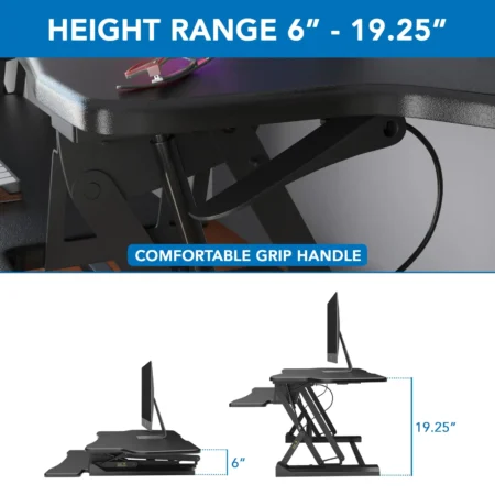 Adjustable desk ergonomic product visualization with height feature.